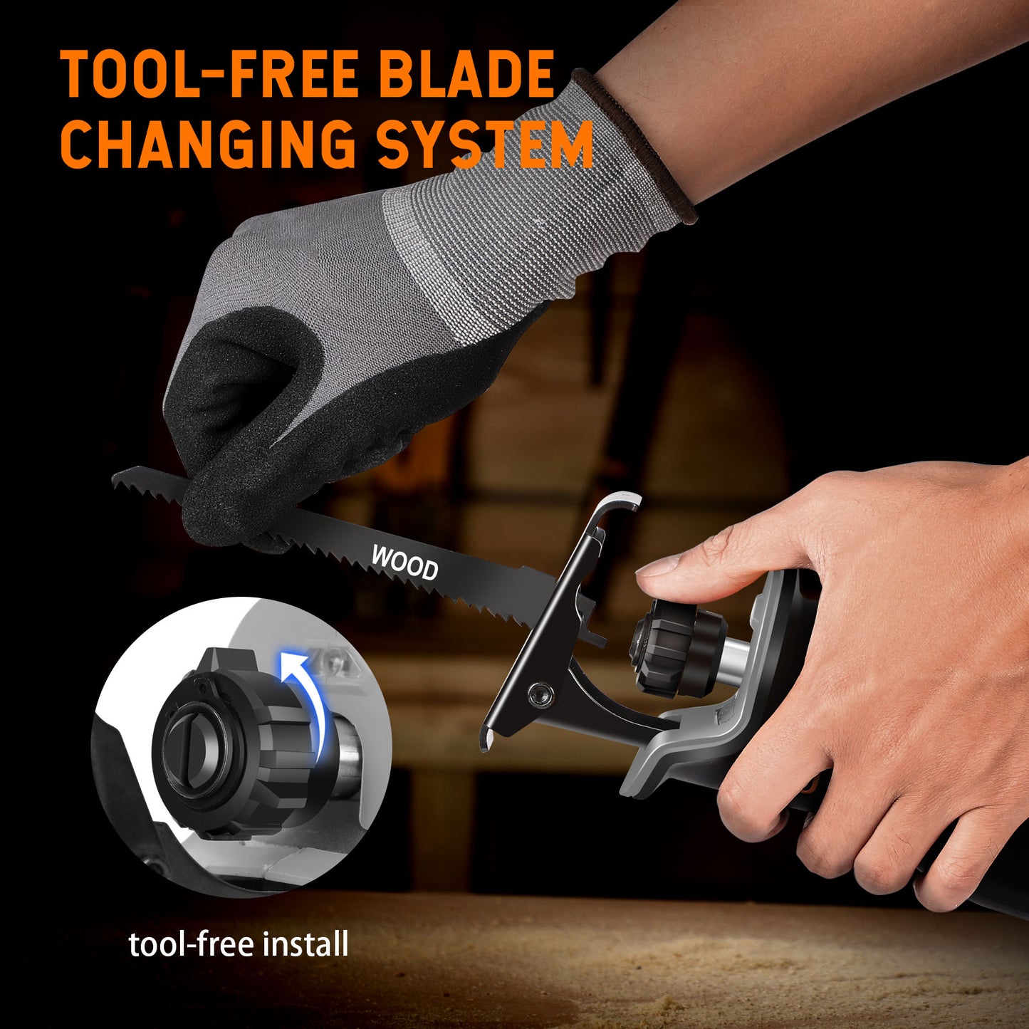 C P CHANTPOWER Reciprocating Saw, 20V Cordless Reciprocating Saw with Two 2.0Ah Batteries and Charger, 6 Saw Blades, Variable Speed, Battery Powered Saw for Woods/Metal/Plastic