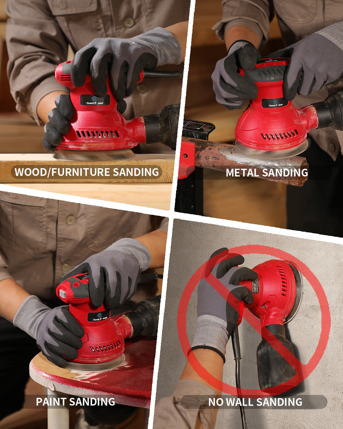 C P CHANTPOWER Orbital Sander 3.0 Amp 5 Inch Electric Sander Tool 6 Variable Speeds Random Orbit Sander for Woodworking, 7000-14000 RPM