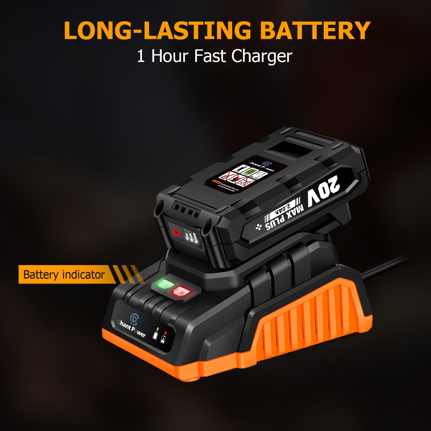 C P CHANTPOWER Cordless Chainsaw, 20V Electric Chainsaw, Battery Powered Chainsaw 10-Inch with 2.0-Ah Battery and Fast Charger