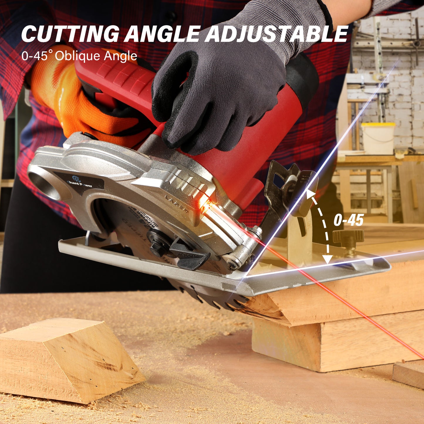 C P CHANTPOWER Circular Saw, 15 Amp Corded Circular Saw 7-1/4 Inch Electric Saw for Cutting Wood, Metal and Plastic
