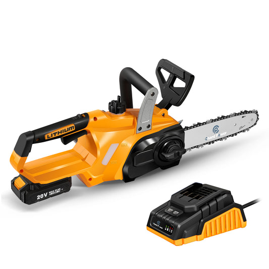 C P CHANTPOWER Cordless Chainsaw, 20V Electric Chainsaw, Battery Powered Chainsaw 10-Inch with 2.0-Ah Battery and Fast Charger