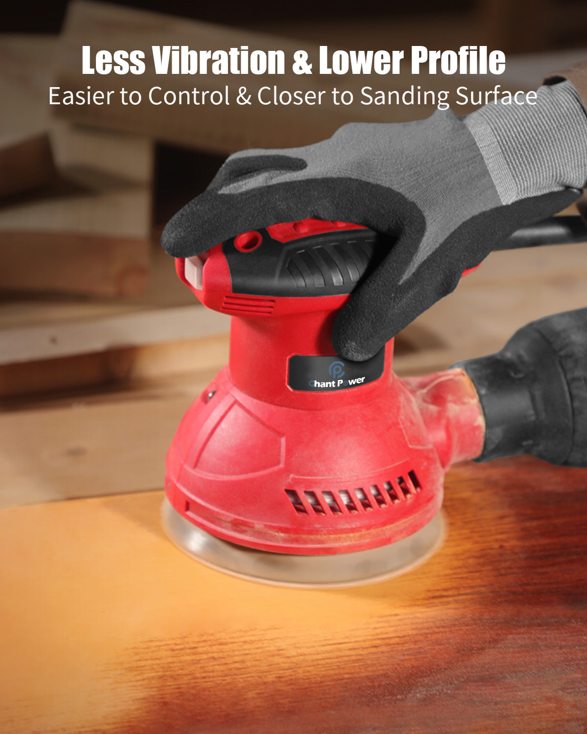 C P CHANTPOWER Orbital Sander 3.0 Amp 5 Inch Electric Sander Tool 6 Variable Speeds Random Orbit Sander for Woodworking, 7000-14000 RPM