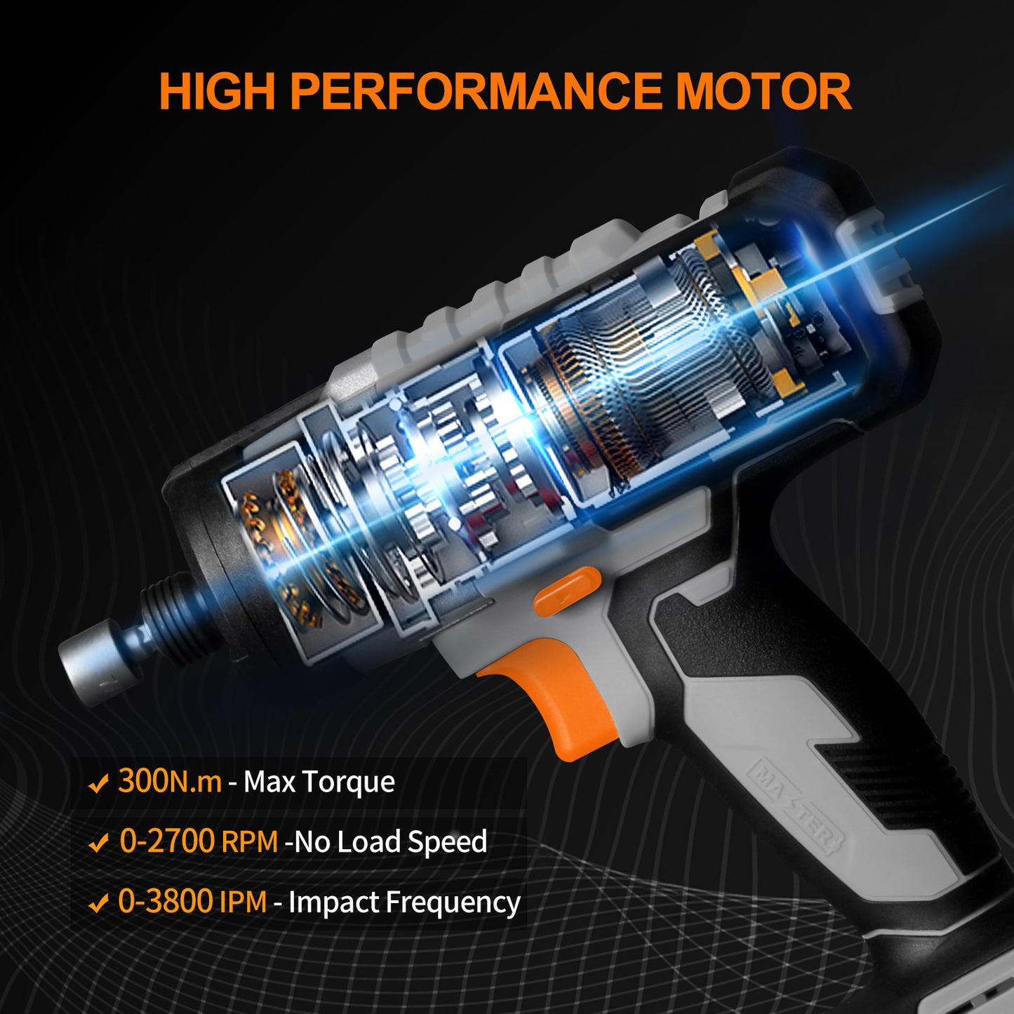C P CHANTPOWER Cordless Impact Driver Kit, 2655 In-lbs (300N.m) Max Torque, 1/4" Hex Impact Drill, Variable Speed, 2.0A Battery & 1 Hour Fast Charger, 26 Pieces Impact Driver Bits