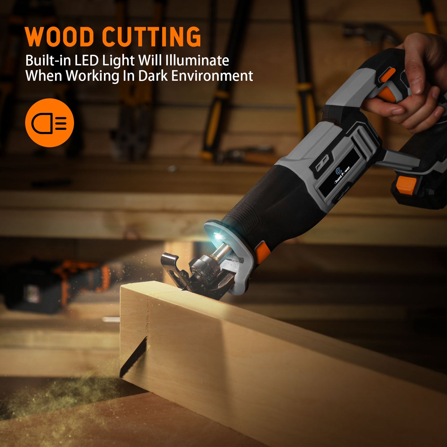 C P CHANTPOWER Reciprocating Saw, 20V Cordless Reciprocating Saw with Two 2.0Ah Batteries and Charger, 6 Saw Blades, Variable Speed, Battery Powered Saw for Woods/Metal/Plastic
