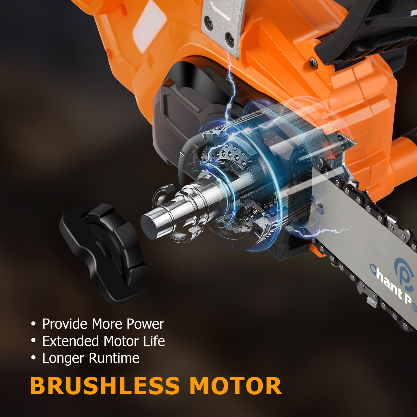 C P CHANTPOWER Cordless Chainsaw, 20V Electric Chainsaw, Battery Powered Chainsaw 10-Inch with 2.0-Ah Battery and Fast Charger