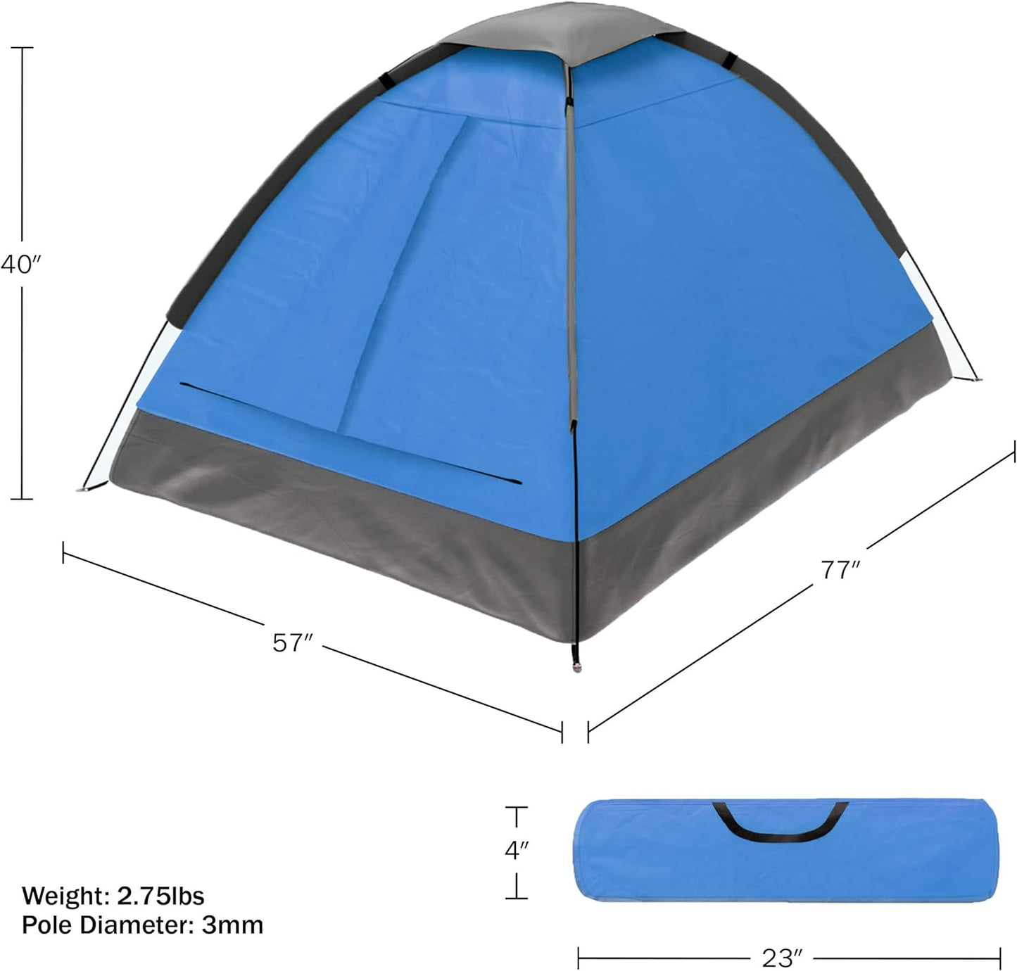 C P CHANTPOWER 2-Person Dome Tent – Easy Set Up Shelter with Rain Fly and Carry Bag for Camping, Beach, Backpacking, Hiking, and Festivals by Wakeman Outdoors