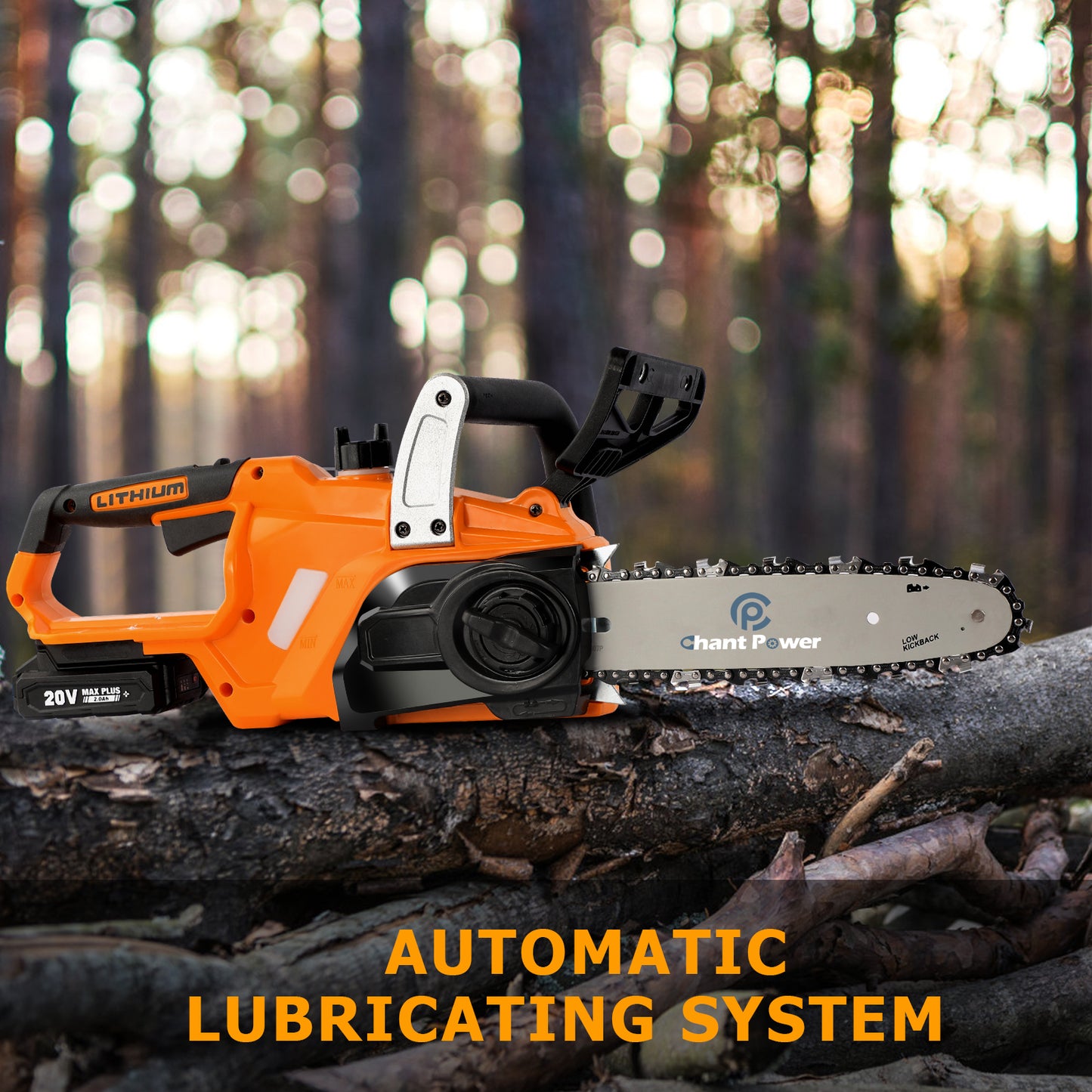 C P CHANTPOWER Cordless Chainsaw, 20V Electric Chainsaw, Battery Powered Chainsaw 10-Inch with 2.0-Ah Battery and Fast Charger