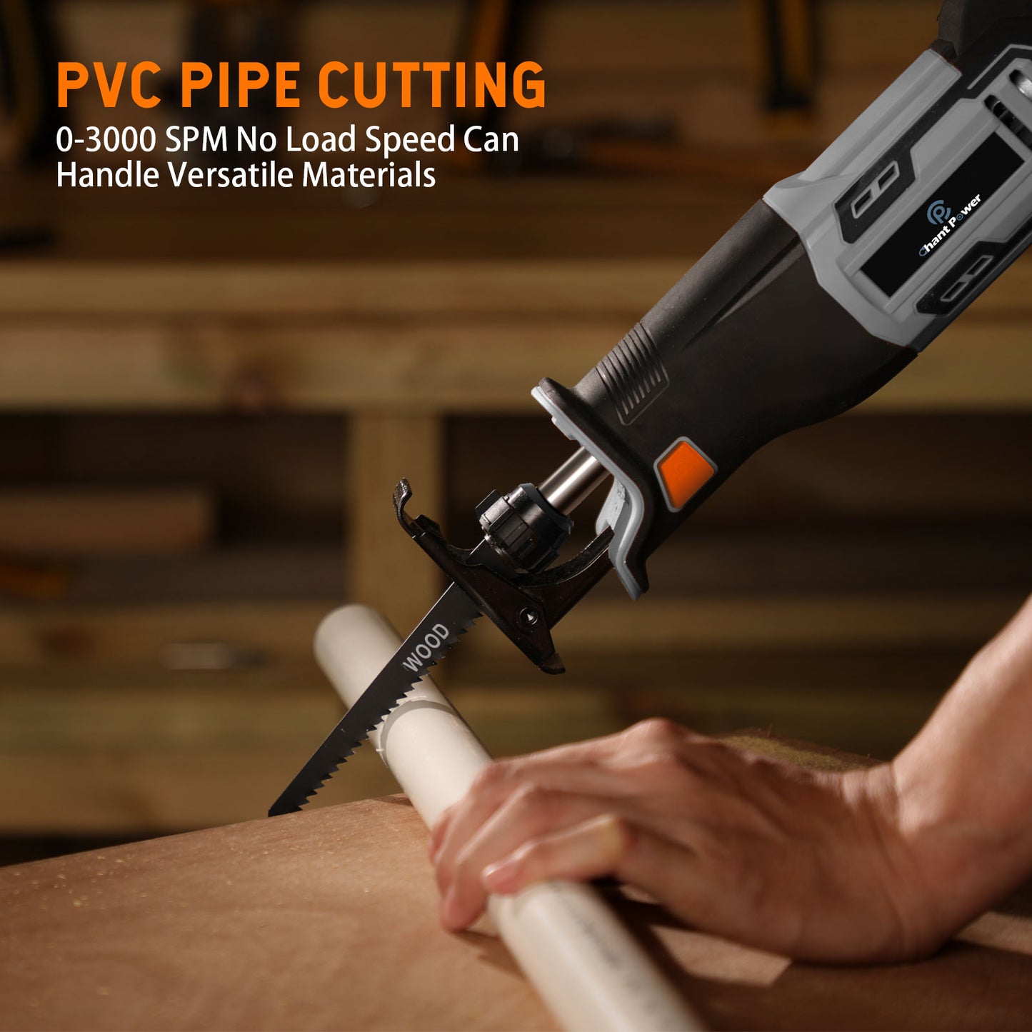 C P CHANTPOWER Reciprocating Saw, 20V Cordless Reciprocating Saw with Two 2.0Ah Batteries and Charger, 6 Saw Blades, Variable Speed, Battery Powered Saw for Woods/Metal/Plastic