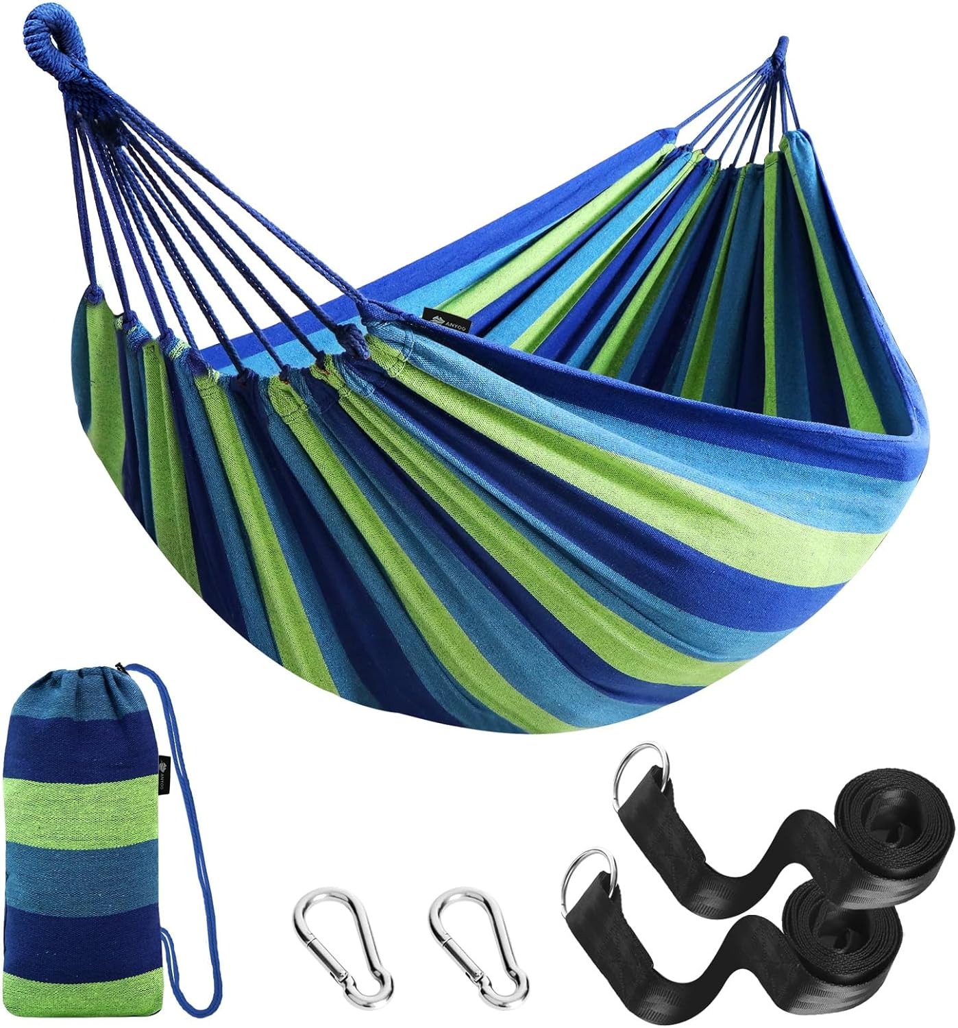 C P CHANTPOWER Garden Cotton Hammock Comfortable Fabric Hammock with Tree Straps for Hanging Sturdy Hammock Up to 660lbs Portable Hammock with Travel Bag for Camping Outdoor/Indoor Patio Backyard