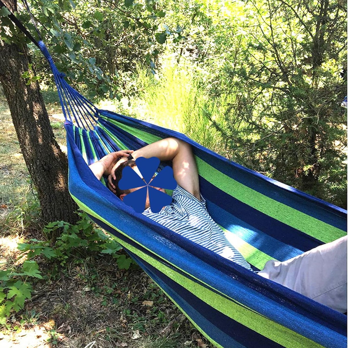 C P CHANTPOWER Garden Cotton Hammock Comfortable Fabric Hammock with Tree Straps for Hanging Sturdy Hammock Up to 660lbs Portable Hammock with Travel Bag for Camping Outdoor/Indoor Patio Backyard