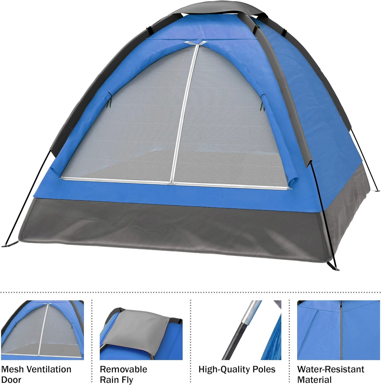 C P CHANTPOWER 2-Person Dome Tent – Easy Set Up Shelter with Rain Fly and Carry Bag for Camping, Beach, Backpacking, Hiking, and Festivals by Wakeman Outdoors