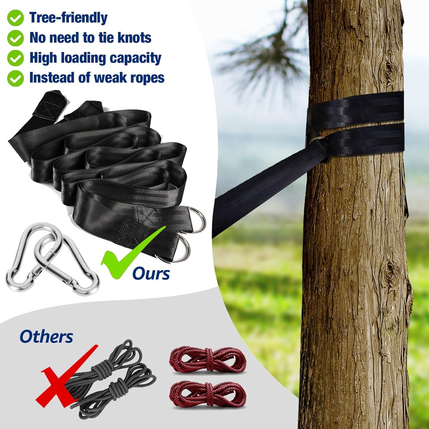 C P CHANTPOWER Garden Cotton Hammock Comfortable Fabric Hammock with Tree Straps for Hanging Sturdy Hammock Up to 660lbs Portable Hammock with Travel Bag for Camping Outdoor/Indoor Patio Backyard