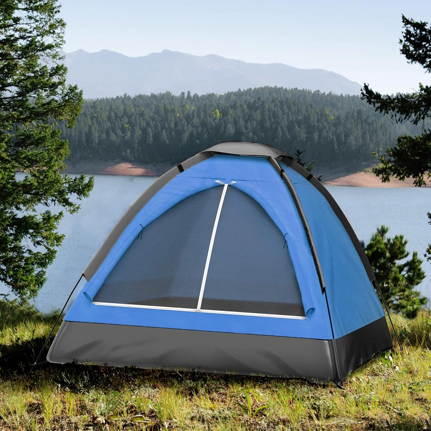 C P CHANTPOWER 2-Person Dome Tent – Easy Set Up Shelter with Rain Fly and Carry Bag for Camping, Beach, Backpacking, Hiking, and Festivals by Wakeman Outdoors